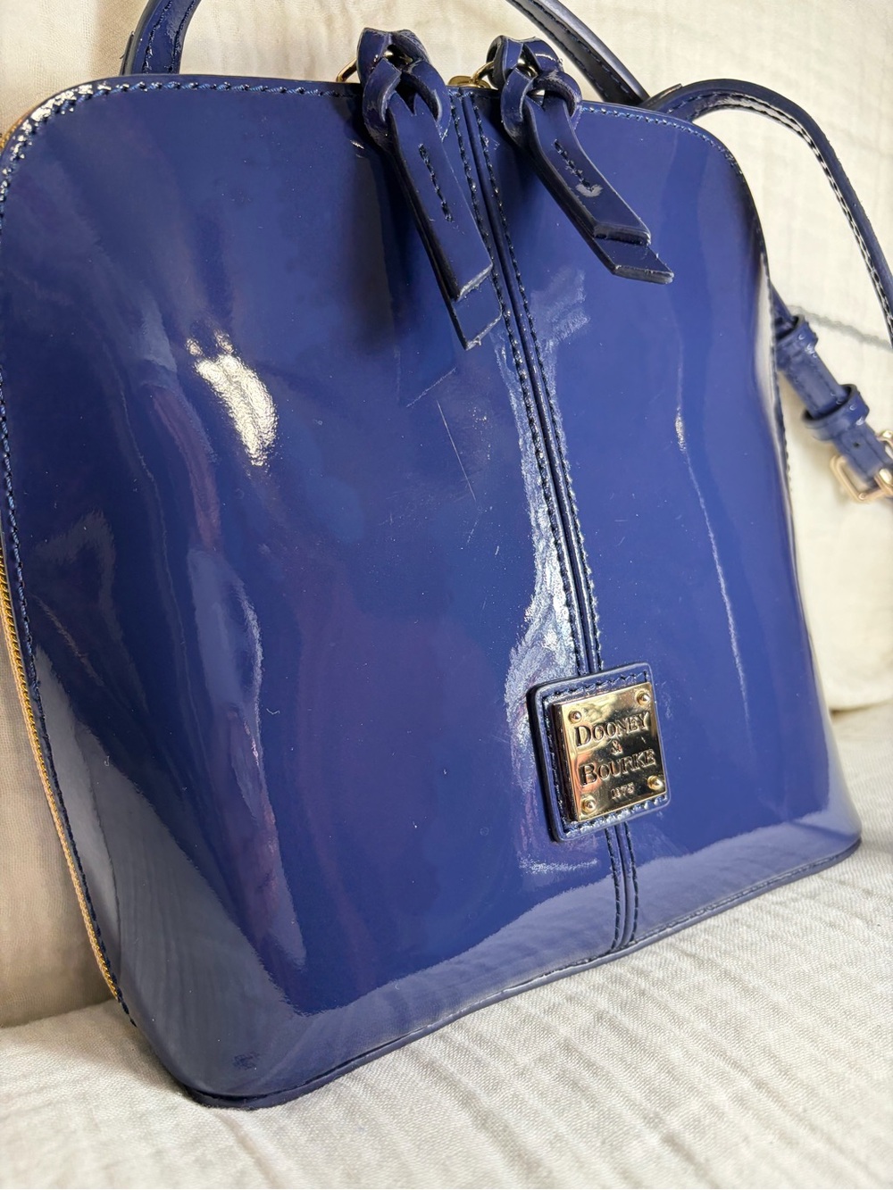 Dooney & Bourke Trixie Crossbody Bag Navy Blue Patent Leather - Picture 2 of 12